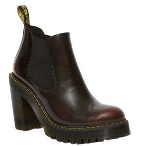 Dr. Martens Cherry Red Hurston Women's Arcadia Leather Heeled Chelsea Boots